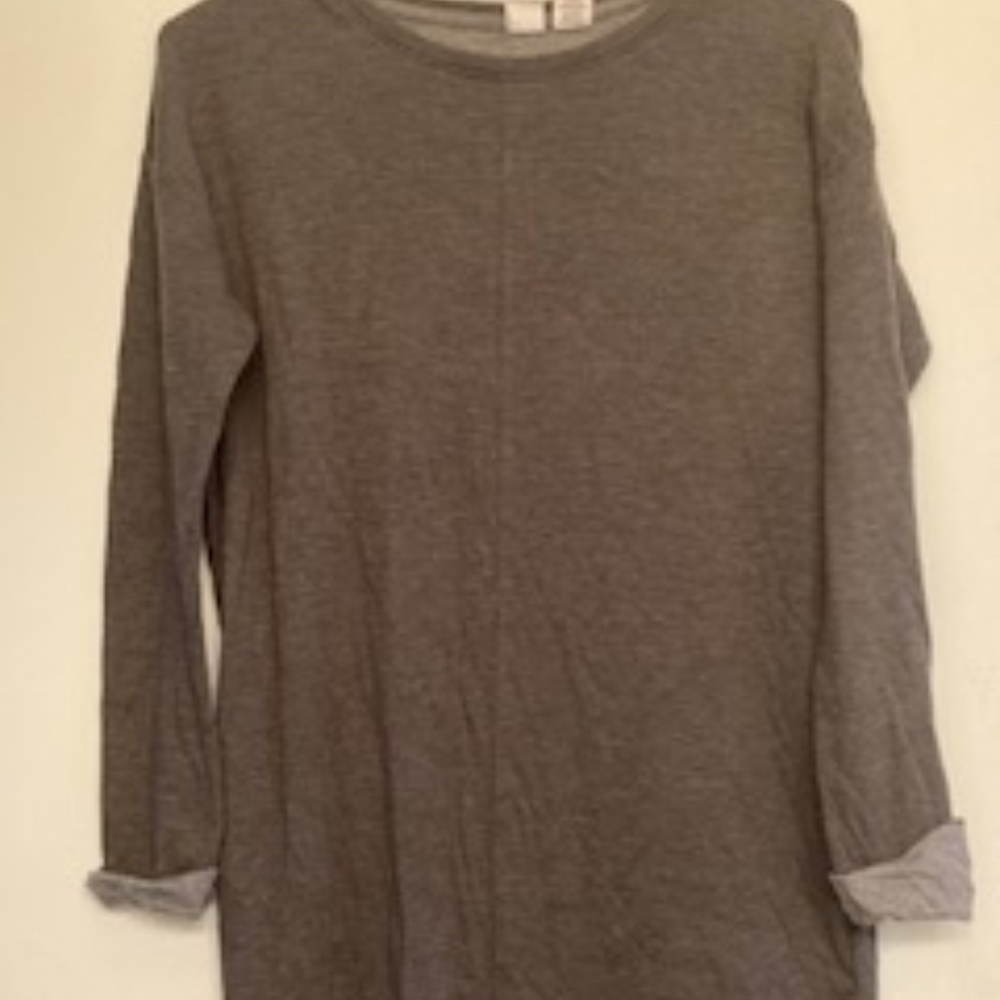 Subtle striped olive green sweatshirt dress
